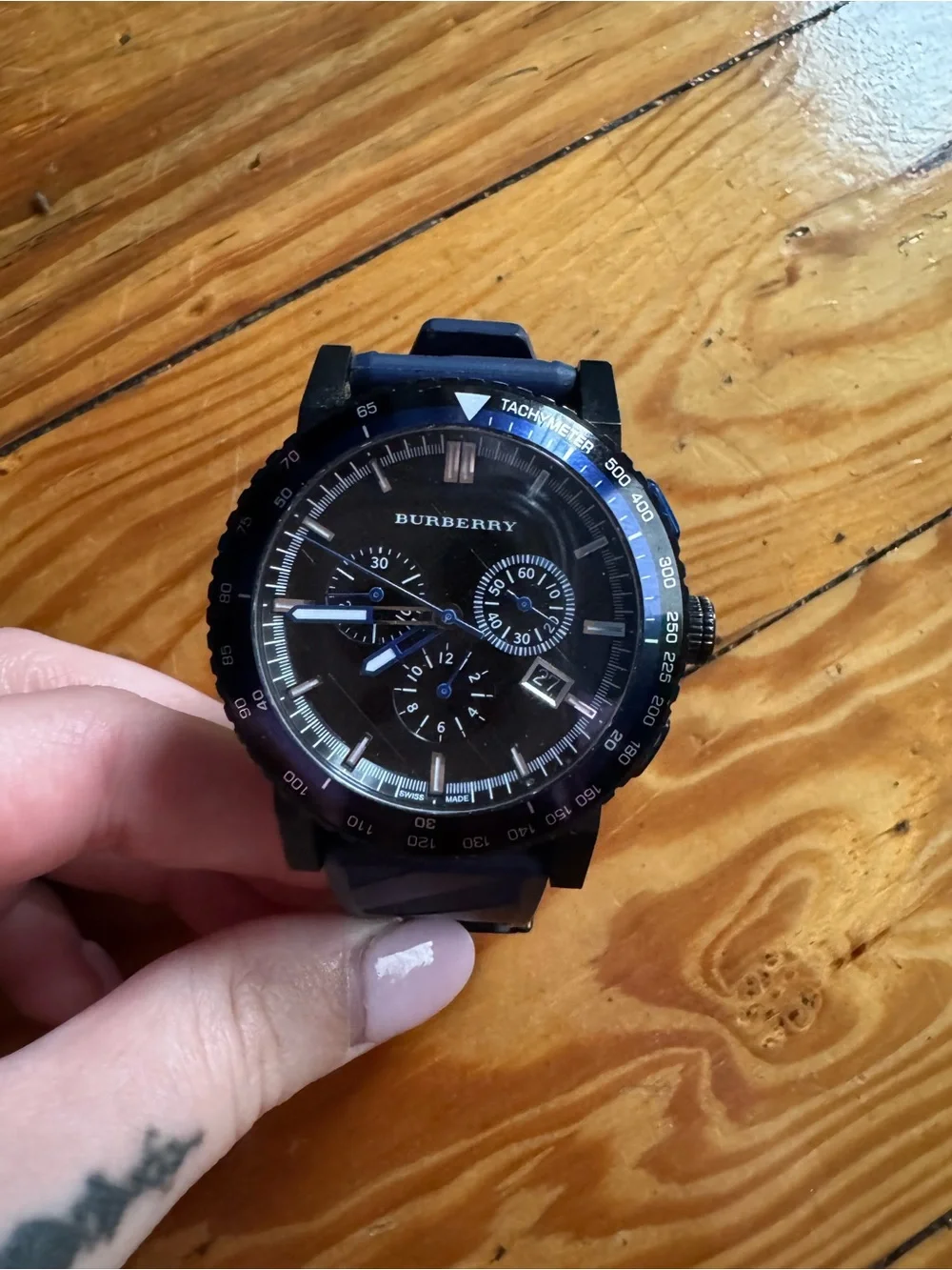 Burberry Black Men's Tachymeter Chronograph Watch